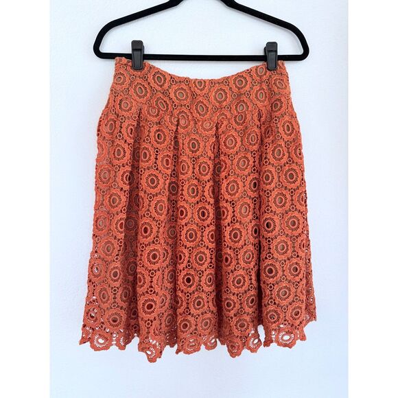 Anthropologie Moulinette Soeurs Tuberose Lace Semi-Sheer Skirt in Orange Size 4P - Picture 5 of 9
